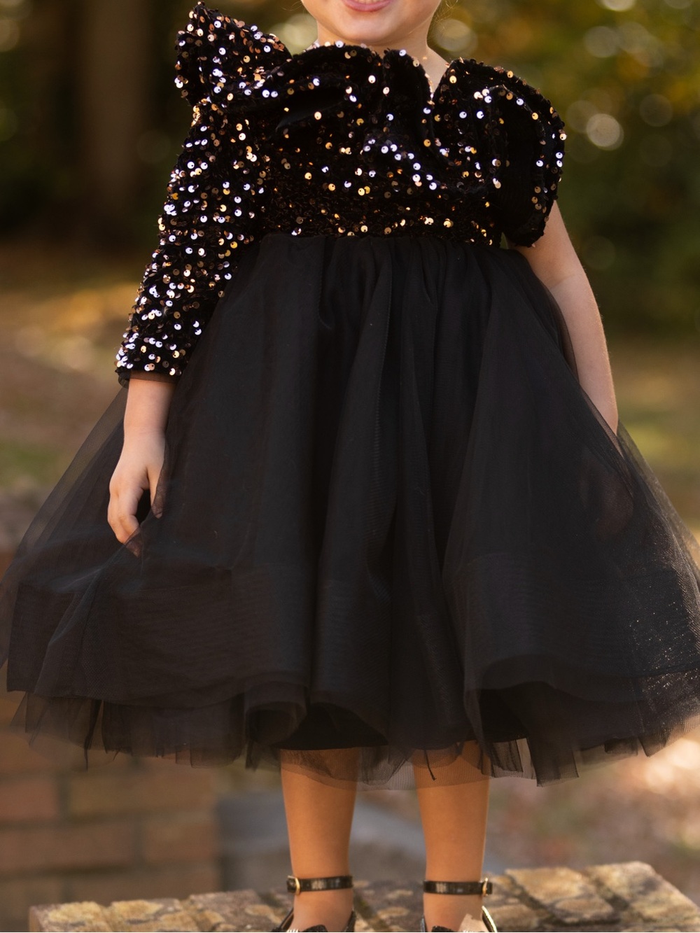 Black Sequin Tulle Party Dress for Kids - Brand